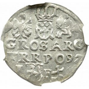 Zygmunt III Waza, Trojak 1597 Lublin - monogram Reysnera bez tarczy NGC AU58