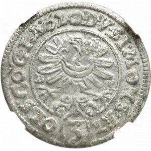 Śląsk, Henryk Wacław i Karol Fryderyk, 3 krajcary 1620, Oleśnica - NGC MS65