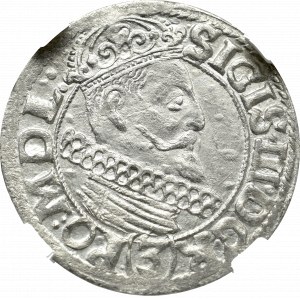 Zygmunt III Waza, 3 krucierze 1617, Kraków - NGC MS62 