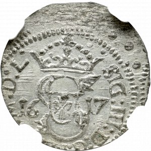Zygmunt III Waza, Szeląg 1617, Wilno - NGC MS63 