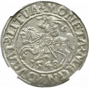 Zygmunt II August, Półgrosz 1548, Wilno - NGC MS63 