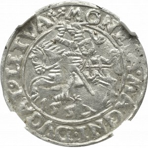 Zygmunt II August, Półgrosz 1557, Wilno - NGC MS62 