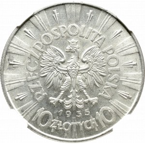 II Rzeczpospolita, 10 złotych 1935, Piłsudski - NGC MS61