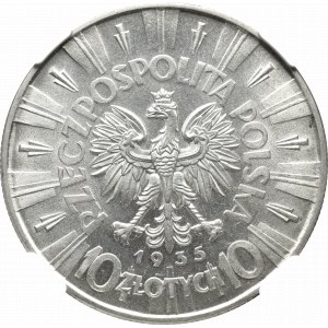 II Rzeczpospolita, 10 złotych 1935, Piłsudski - NGC MS63