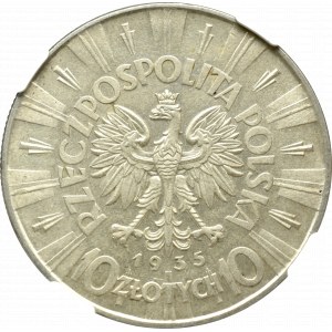 II Rzeczpospolita, 10 złotych 1935, Piłsudski - NGC MS62