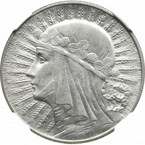 II Rzeczpospolita, 5 złotych 1933, Głowa kobiety - NGC MS62