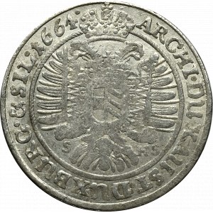 Śląsk, Leopold I, 15 krajcarów 1664 SHS, Wrocław 