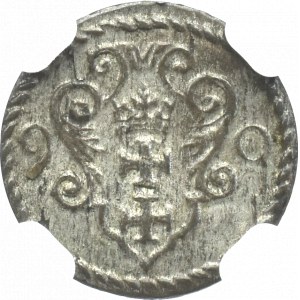 Zygmunt III Waza, Denar 1590, Gdańsk - NGC AU58