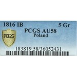Królestwo Kongresowe, Aleksander I, 5 groszy 1816 Warszawa - PCGS AU58