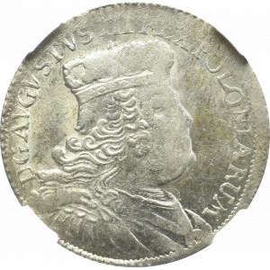 August III Sas, Ort 1753 EC, Lipsk małe popiersie - NGC MS60 