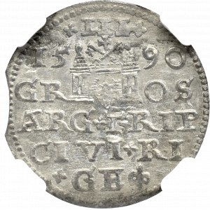 Zygmunt III Waza, Trojak 1590, Ryga - NGC MS63