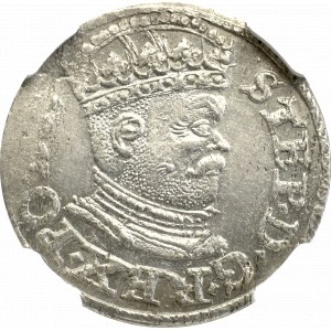 Stefan Batory, Trojak 1586, Ryga - NGC MS63 