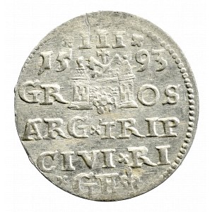 Zygmunt III Waza, Trojak 1593, Ryga - nieopisana interpunkcja