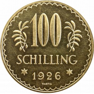 Austria, 100 szylingów 1926 stempel lustrzany
