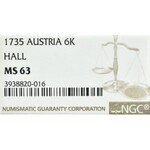 Austria, 6 kreuzer 1735 Hall - NGC MS63