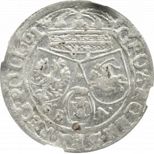Jan II Kazimierz, Szóstak 1661, Lwów - rzadki R•EG NGC AU55 