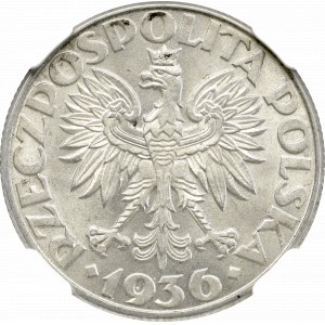 II Rzeczpospolita, 2 złote 1936, Okręt - NGC MS63