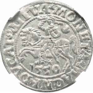 Zygmunt II August, Półgrosz 1550, Wilno - NGC MS64 