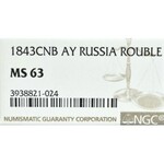 Russia, Nicholaus I, Rouble 1844 КБ - NGC MS62