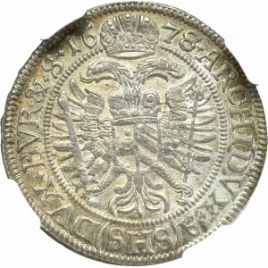 Śląsk, Leopold I, 6 Krajcarów 1678 SHS, Wrocław - NGC MS65