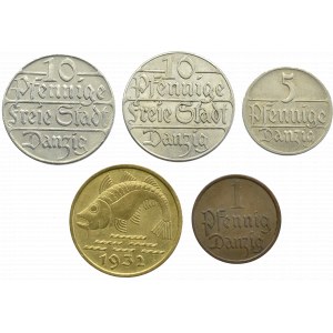 Wolna Miasto Gdańsk, zestaw 5 monet