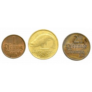 Wolna Miasto Gdańsk, zestaw 3 monet