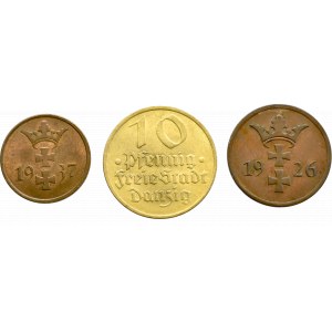 Wolna Miasto Gdańsk, zestaw 3 monet