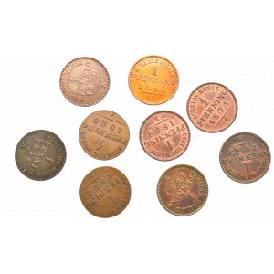 Niemcy, zestaw 9 x 1 pfennig