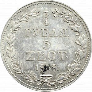 Zabór rosyjski, 3/4 rubla = 5 złotych 1838 MW, Warszawa