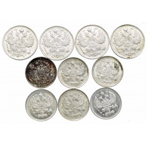 Rosja, Mikołaj II, zestaw 10 monet