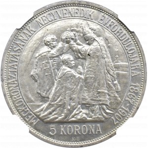 Hungary, 5 corona 1907 - NGC PF63 Restrike