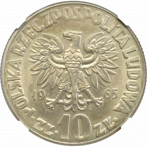 PRL, 10 złotych 1965 Kopernik z duchem ! rzadkość - NGC MS65