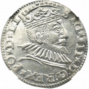 Zygmunt III Waza Trojak 1592, Ryga - nieopisany D:G: NGC AU58