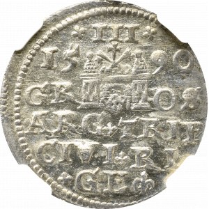 Zygmunt III Waza, Trojak 1590, Ryga - NGC MS61 