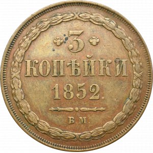 Zabór rosyjski, 3 kopiejki 1852 BM, Warszawa