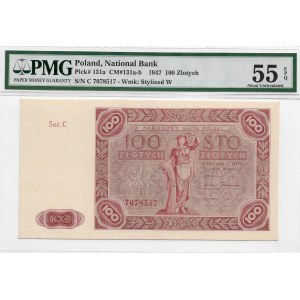 Polska, PRL, 100 złotych 1947 PMG 55 EPQ