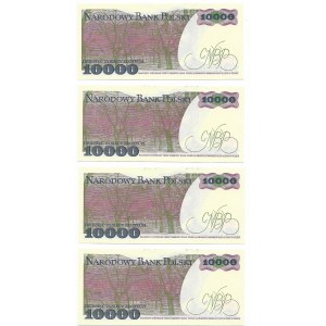 Polska, PRL i III RP, 10 000 złotych 1988 zestaw 4 sztuk DP