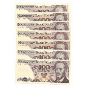 Polska, PRL i III RP, Zestaw 7 banknotów 100 złotych 1976 różne serie