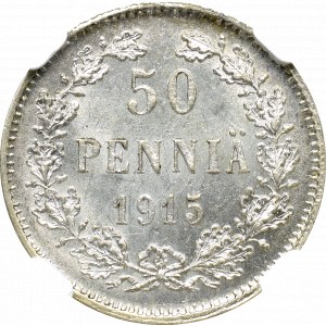 Russian occupation of Finland, 50 pennia 1915 - NGC MS64