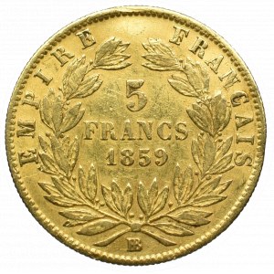 Francja, 5 Franków 1859 BB, Strasbourg