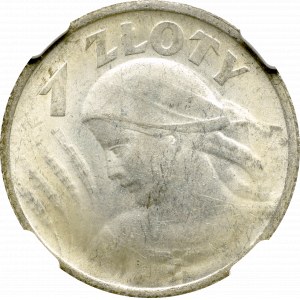 II Rzeczpospolita, 1 złoty 1924, Paryż, Żniwiarka - NGC MS62