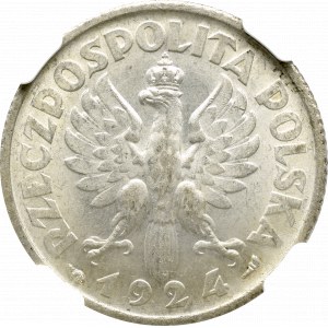 II Rzeczpospolita, 1 złoty 1924, Paryż, Żniwiarka - NGC MS62