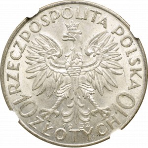 II Rzeczpospolita, 10 złotych 1932, Londyn - NGC MS63