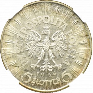 II Rzeczpospolita, 5 złotych 1934, Piłsudski - NGC AU58