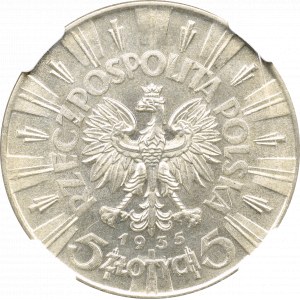II Rzeczpospolita, 5 Złotych 1935, Piłsudski - NGC MS63