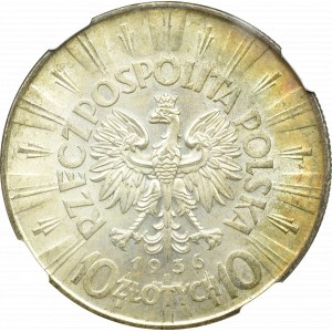 II Rzeczpospolita, 10 złotych 1936, Piłsudski - NGC MS63