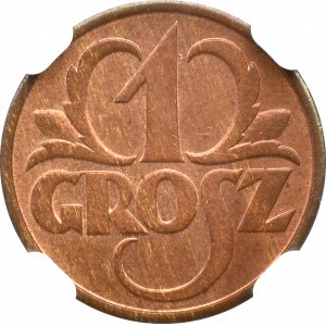 II Rzeczpospolita, 1 grosz 1930 - PCGS MS65 RB