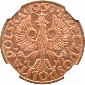 II Rzeczpospolita, 5 groszy 1939 - NGC MS65 RD