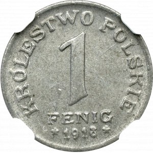 Królestwo Polskie, 1 fenig 1918 - NGC MS64