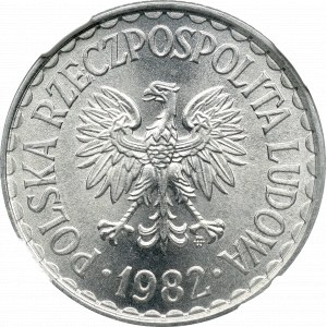 PRL, 1 złoty 1982 - wąska data - NGC MS67 